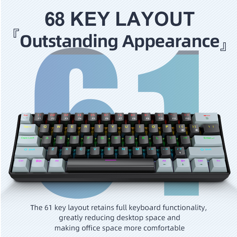 Gaming Keyboard Hot Swappable - APAYADO K61 Mini mechanisch toetsenbord, bedraad,