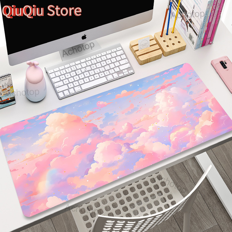 Keyboard Mouse Bundle Gaming - Roze Wolken Muismat Gamer Muismatten Grote
