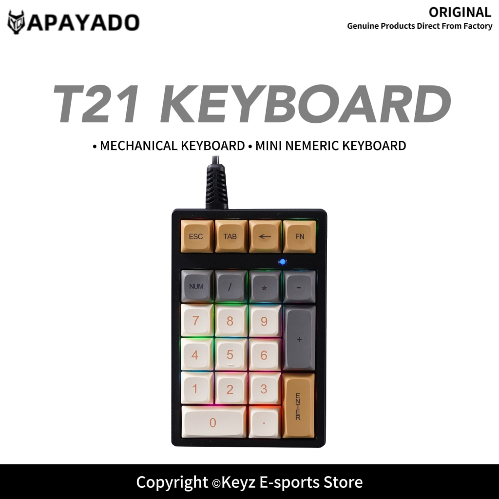 Keyboard Gaming Blue Switch - T21 Mini-nummertoetsenbord RGB-achtergrondverlichting Blauwe schakelaar APAYADO