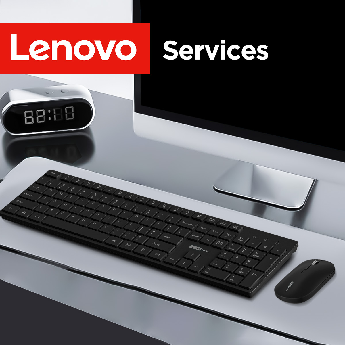 Gaming Keyboard Mouse Wireless - Lenovo KN220 Silent 2.4G draadloos toetsenbord-muiscombinatie,