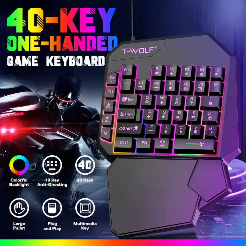 Gaming Keyboard 1 Hand - 5-in-1 set 35-toetsen éénhands mini gaming