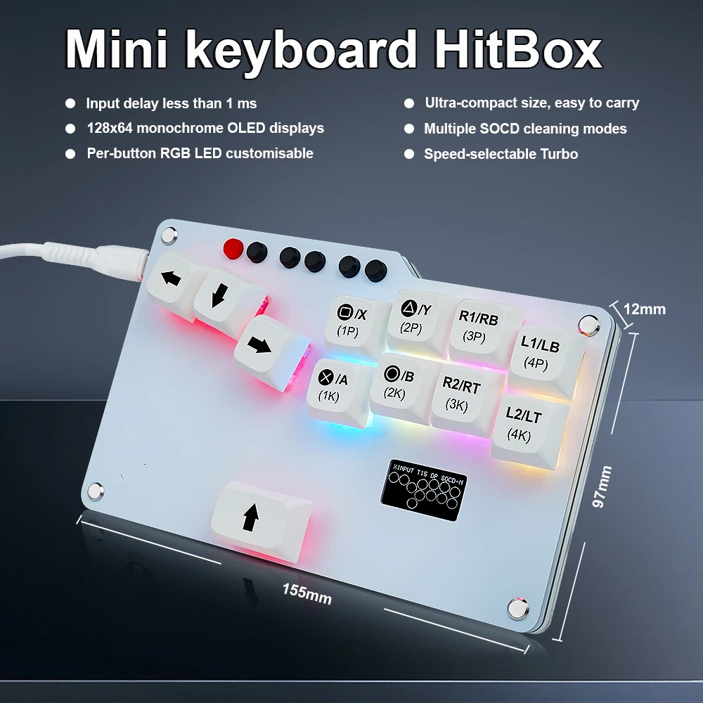 Gaming Keyboard Mini - Hitbox Mini GP2040 CE Fightstick Pocket