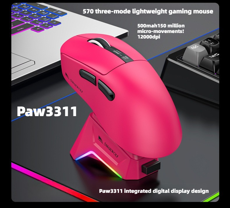 Gaming Keyboard 1 Hand - Draadloze Bluetooth-gamingmuis RS7, PAW311 57g Ultralicht,