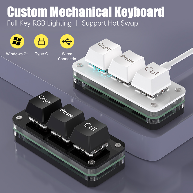 Gaming Keyboard Mini - 3-toetsen macro-programmeerminitoetsenbord voor Photoshop Gaming Hotswap-programmeertoetsenbord