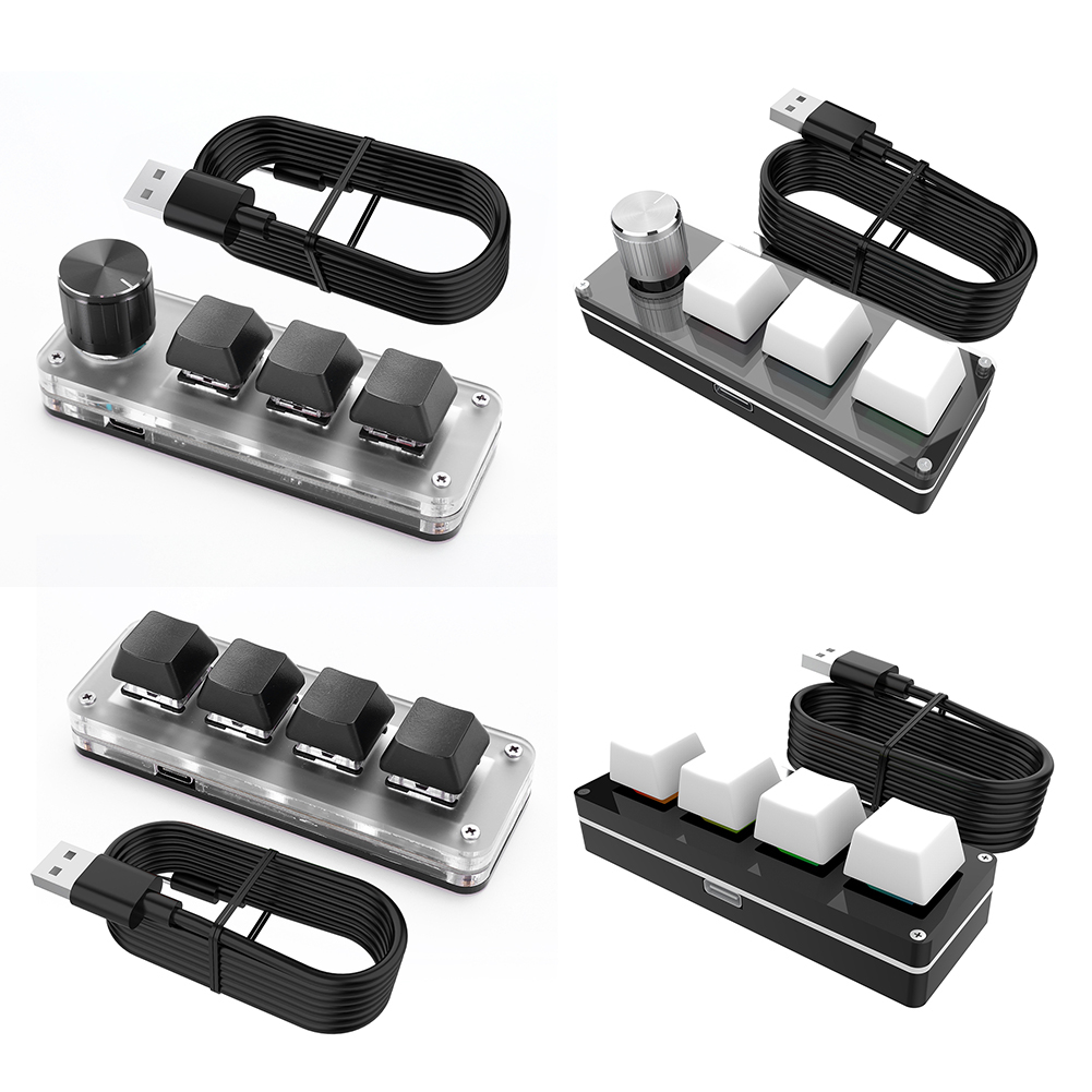 Gaming Keyboard 1 Hand - 3-toetsen 1-knop/4-toetsen mechanisch gaming-toetsenbord met rode
