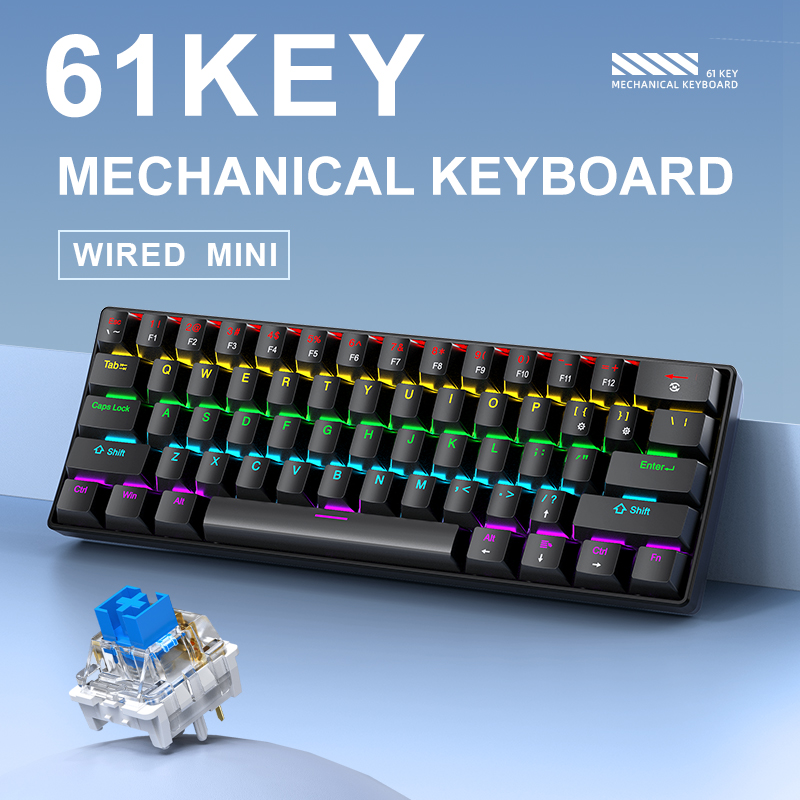 K61 Bedraad mechanisch gamingt - Keyboard Gaming Blue Switch recensie en prijs