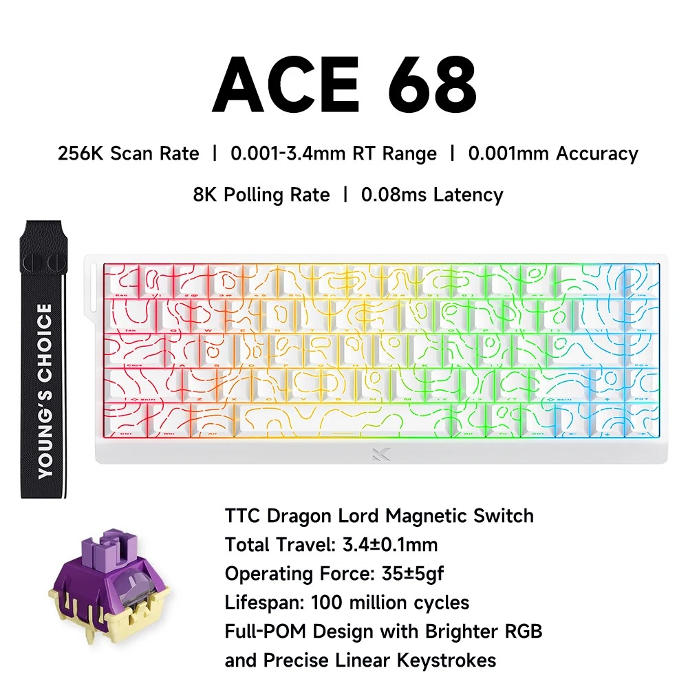 MCHOSE ACE 68 Magnetische scha - Gaming Keyboard Hall Effect Switches recensie en prijs